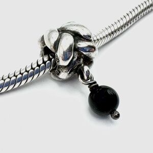 Pandora Braided Black Onyx Dangle Sterling Silver Charm